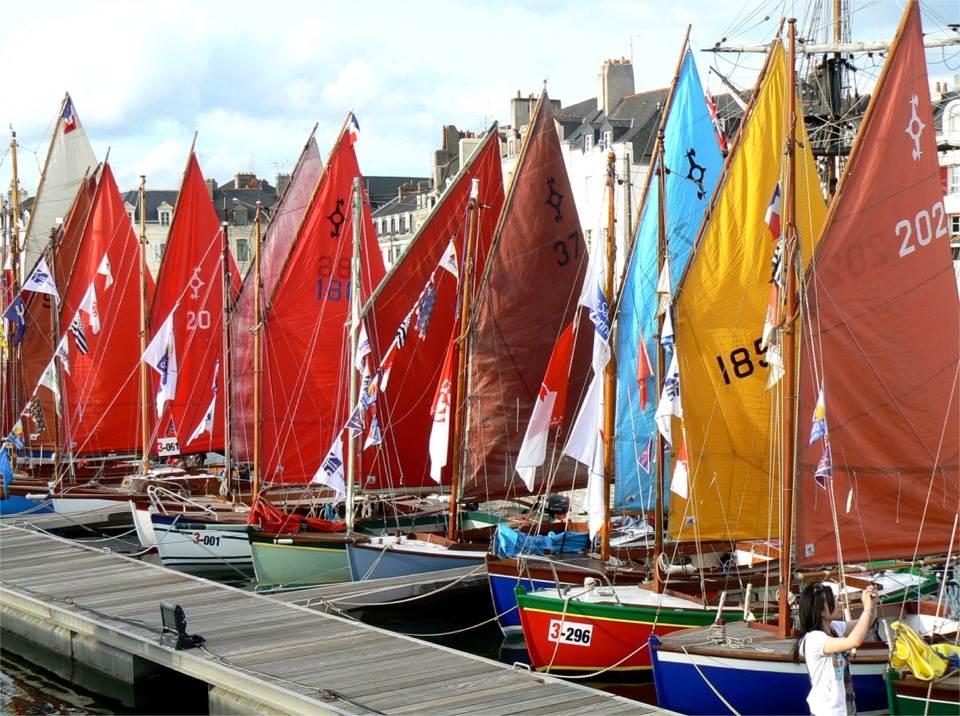 Le groupe des Olonnois, si nombreux qu'ils constituent presque une flottille dans la flottille "Petite Plaisance Traditionnelle". 